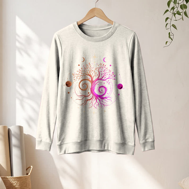 Olivenorma Soft Blend Yin Yang Tree of Life Cosmic Planet Print Women's Long Sleeve Shirt - image 13