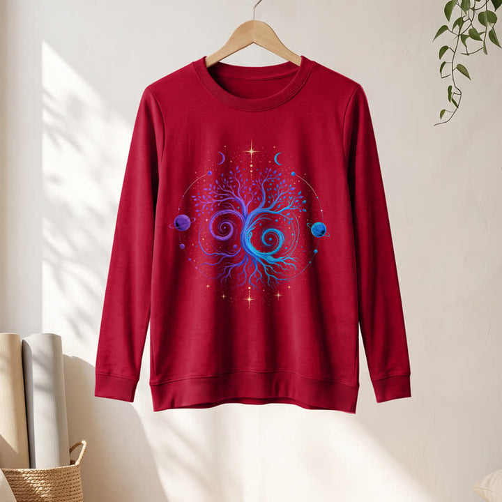Olivenorma Soft Blend Yin Yang Tree of Life Cosmic Planet Print Women's Long Sleeve Shirt - image 31