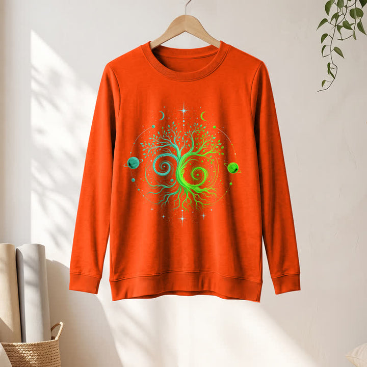 Olivenorma Soft Blend Yin Yang Tree of Life Cosmic Planet Print Women's Long Sleeve Shirt - image 28