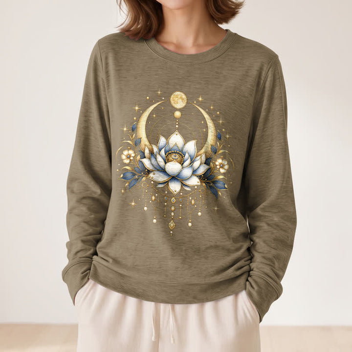 Olivenorma Soft Blend Lotus Moon Star Bead Celestial Print Women's Long Sleeve Shirt - image 26