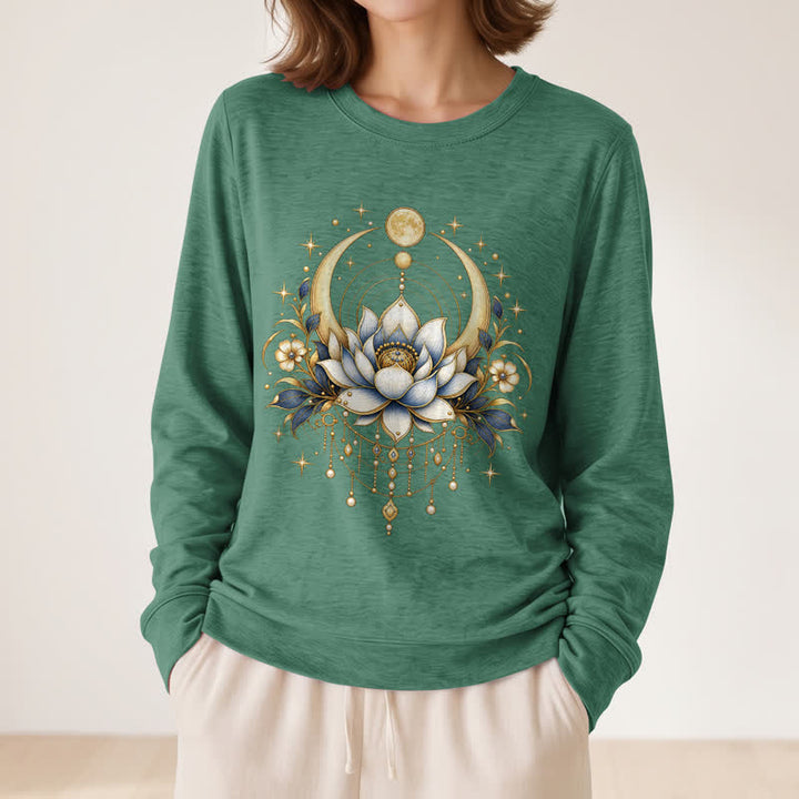 Olivenorma Soft Blend Lotus Moon Star Bead Celestial Print Women's Long Sleeve Shirt - image 23