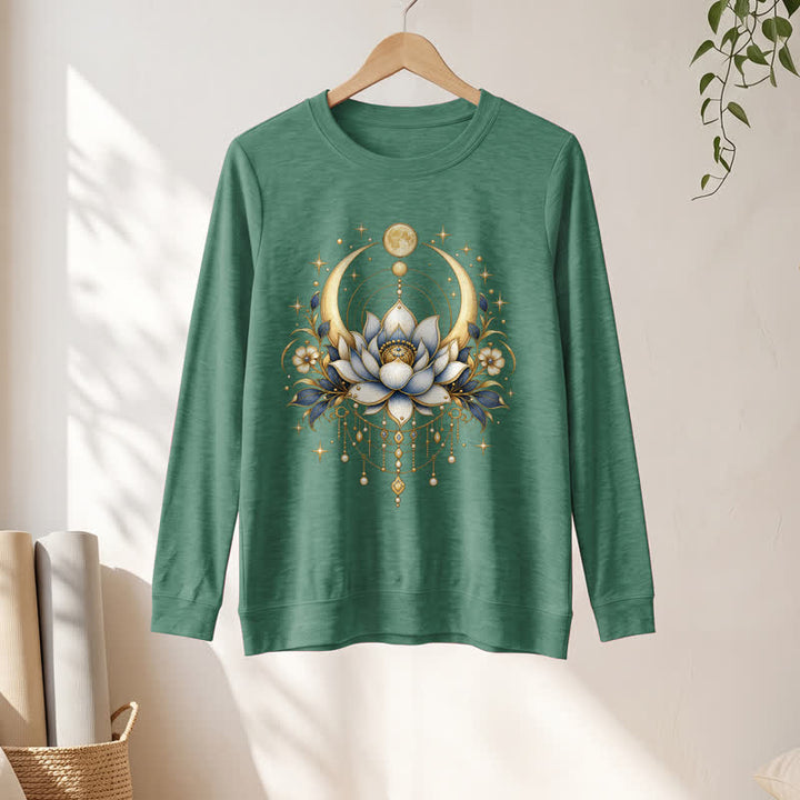 Olivenorma Soft Blend Lotus Moon Star Bead Celestial Print Women's Long Sleeve Shirt - image 22