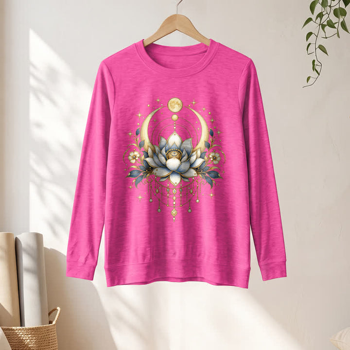 Olivenorma Soft Blend Lotus Moon Star Bead Celestial Print Women's Long Sleeve Shirt - image 19