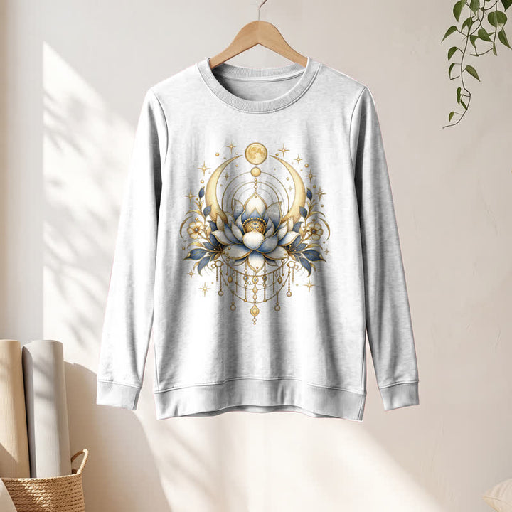 Olivenorma Soft Blend Lotus Moon Star Bead Celestial Print Women's Long Sleeve Shirt - image 4