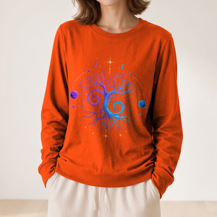 Olivenorma Soft Blend Yin Yang Tree of Life Cosmic Planet Print Women's Long Sleeve Shirt - image 29