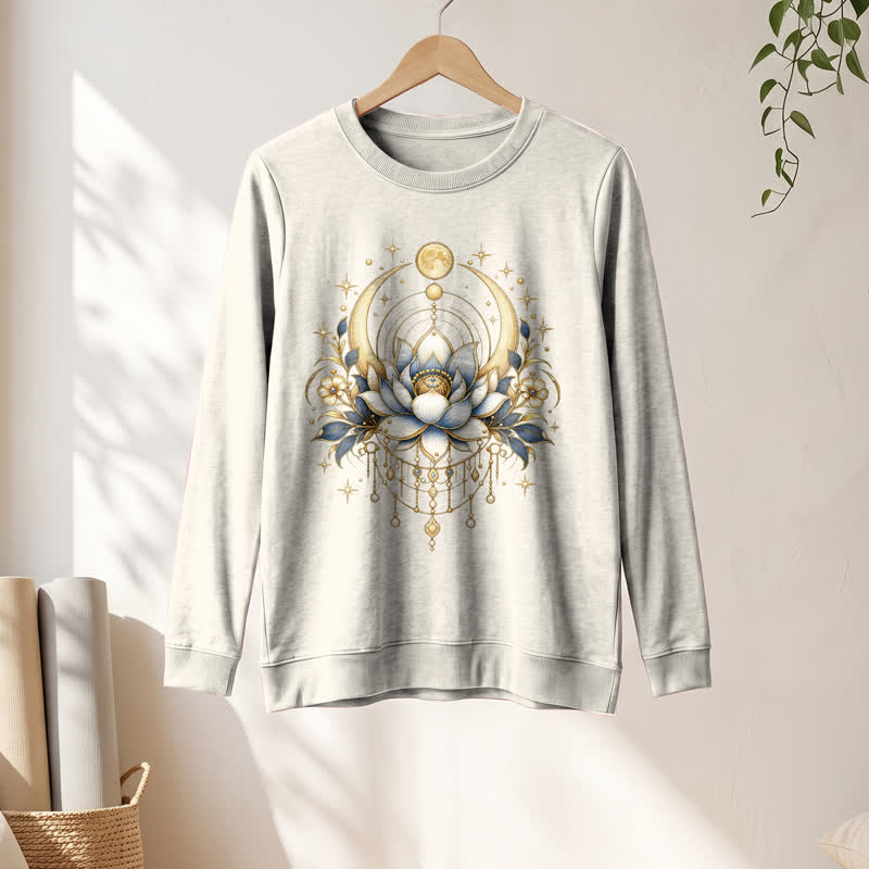 Olivenorma Soft Blend Lotus Moon Star Bead Celestial Print Women's Long Sleeve Shirt - image 10