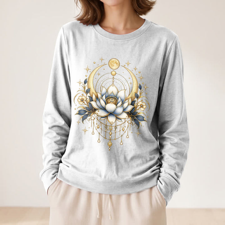 Olivenorma Soft Blend Lotus Moon Star Bead Celestial Print Women's Long Sleeve Shirt - image 5