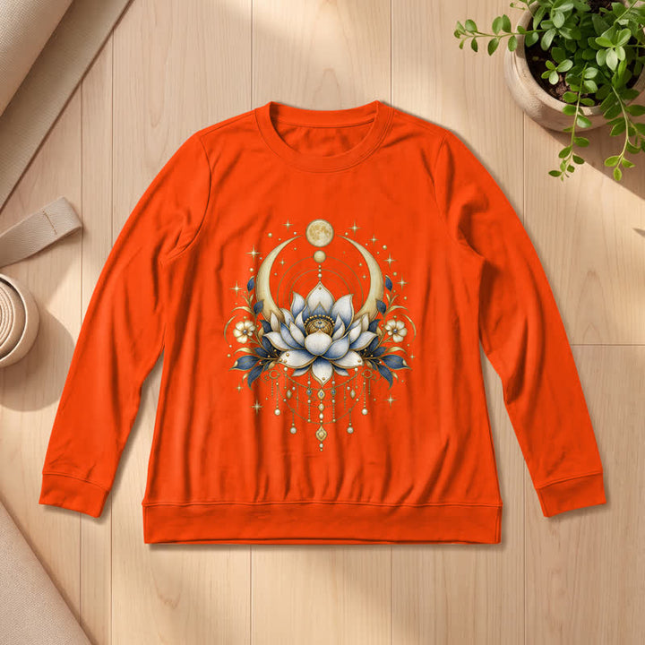 Olivenorma Soft Blend Lotus Moon Star Bead Celestial Print Women's Long Sleeve Shirt - Orange - 2XL - image 27