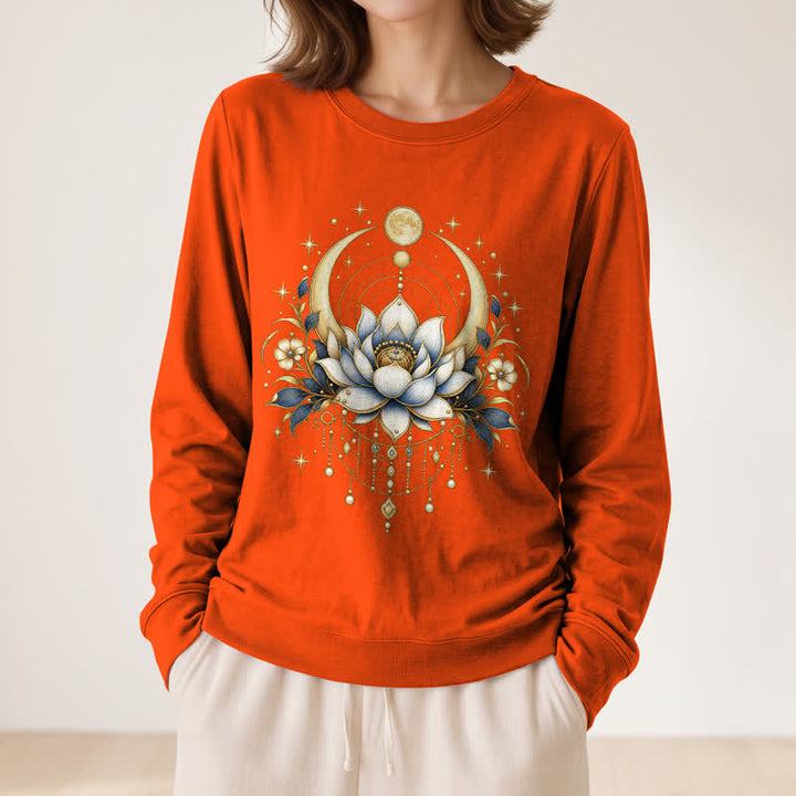Olivenorma Soft Blend Lotus Moon Star Bead Celestial Print Women's Long Sleeve Shirt - image 29