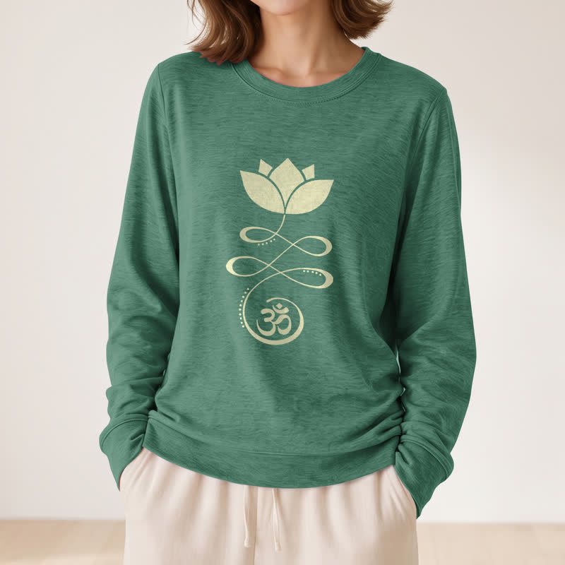 Olivenorma Soft Blend Lotus Unalome Om Symbol Print Women's Long Sleeve Shirt - image 2