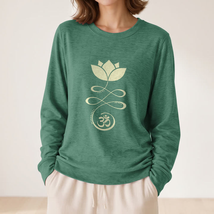 Olivenorma Soft Blend Lotus Unalome Om Symbol Print Women's Long Sleeve Shirt - image 2