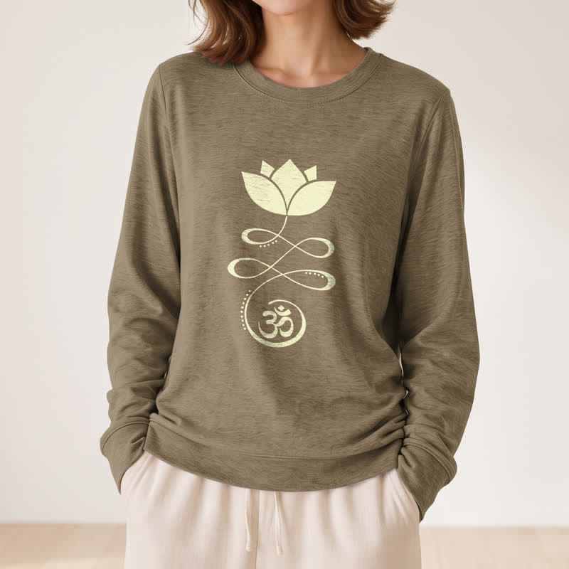 Olivenorma Soft Blend Lotus Unalome Om Symbol Print Women's Long Sleeve Shirt - image 26