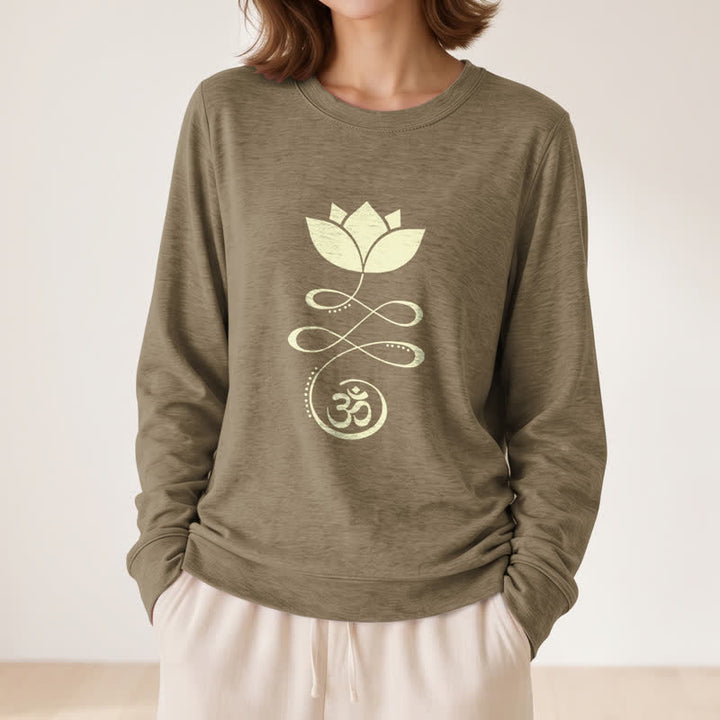 Olivenorma Soft Blend Lotus Unalome Om Symbol Print Women's Long Sleeve Shirt - image 26