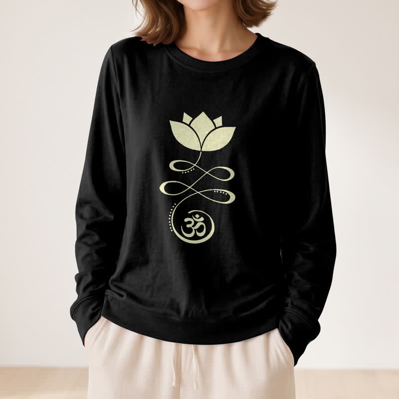 Olivenorma Soft Blend Lotus Unalome Om Symbol Print Women's Long Sleeve Shirt - image 8