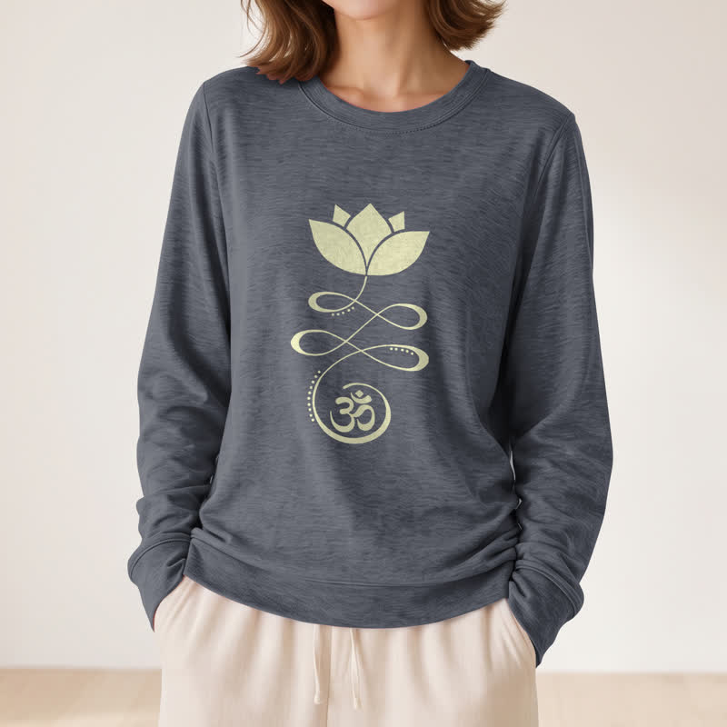 Olivenorma Soft Blend Lotus Unalome Om Symbol Print Women's Long Sleeve Shirt - image 17