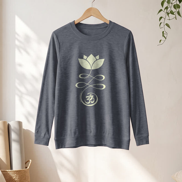 Olivenorma Soft Blend Lotus Unalome Om Symbol Print Women's Long Sleeve Shirt - image 16