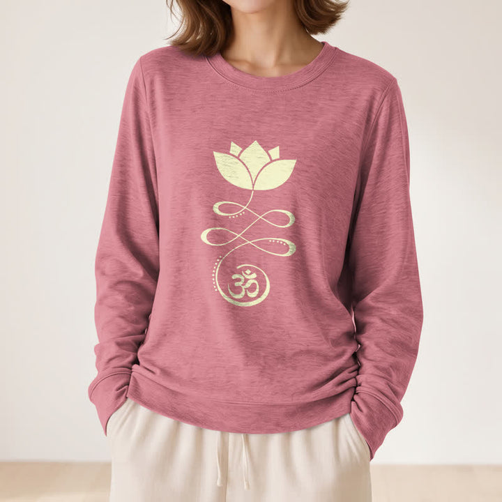 Olivenorma Soft Blend Lotus Unalome Om Symbol Print Women's Long Sleeve Shirt - image 11