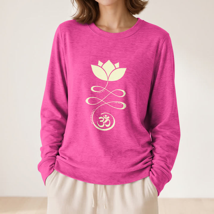 Olivenorma Soft Blend Lotus Unalome Om Symbol Print Women's Long Sleeve Shirt - image 23