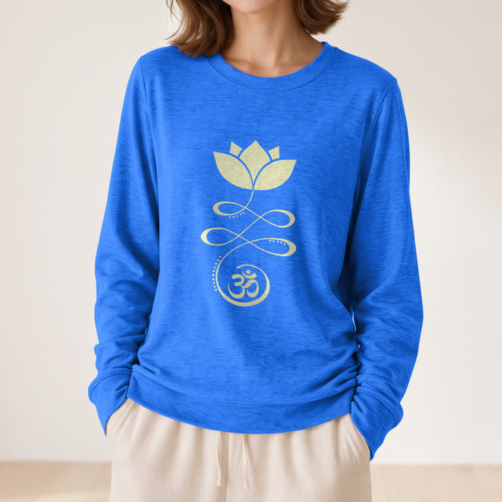 Olivenorma Soft Blend Lotus Unalome Om Symbol Print Women's Long Sleeve Shirt - image 20