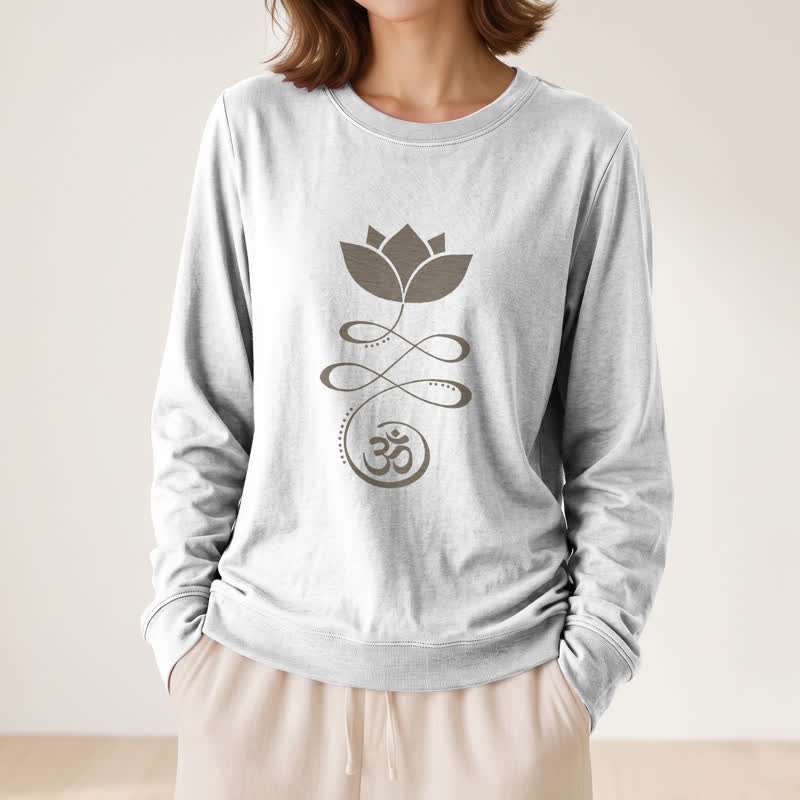 Olivenorma Soft Blend Lotus Unalome Om Symbol Print Women's Long Sleeve Shirt - image 5