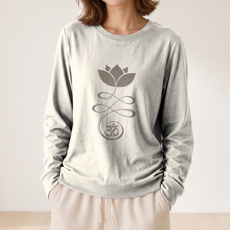 Olivenorma Soft Blend Lotus Unalome Om Symbol Print Women's Long Sleeve Shirt - image 14
