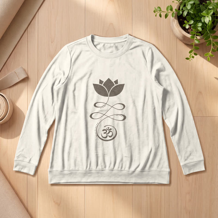 Olivenorma Soft Blend Lotus Unalome Om Symbol Print Women's Long Sleeve Shirt - Sand Color - 2XL - image 12
