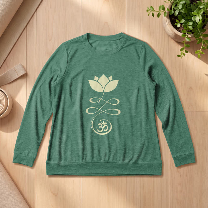 Olivenorma Soft Blend Lotus Unalome Om Symbol Print Women's Long Sleeve Shirt - Vintage Green - 2XL - image 0