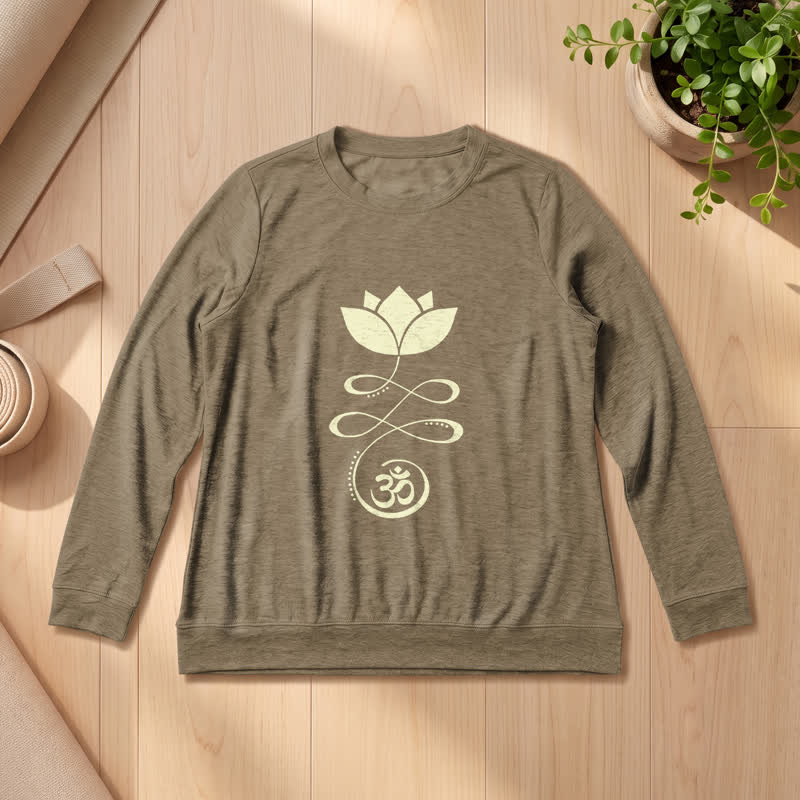 Olivenorma Soft Blend Lotus Unalome Om Symbol Print Women's Long Sleeve Shirt - Coffee - 2XL - image 24