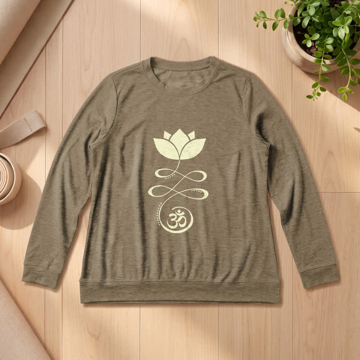 Olivenorma Soft Blend Lotus Unalome Om Symbol Print Women's Long Sleeve Shirt - Coffee - 2XL - image 24