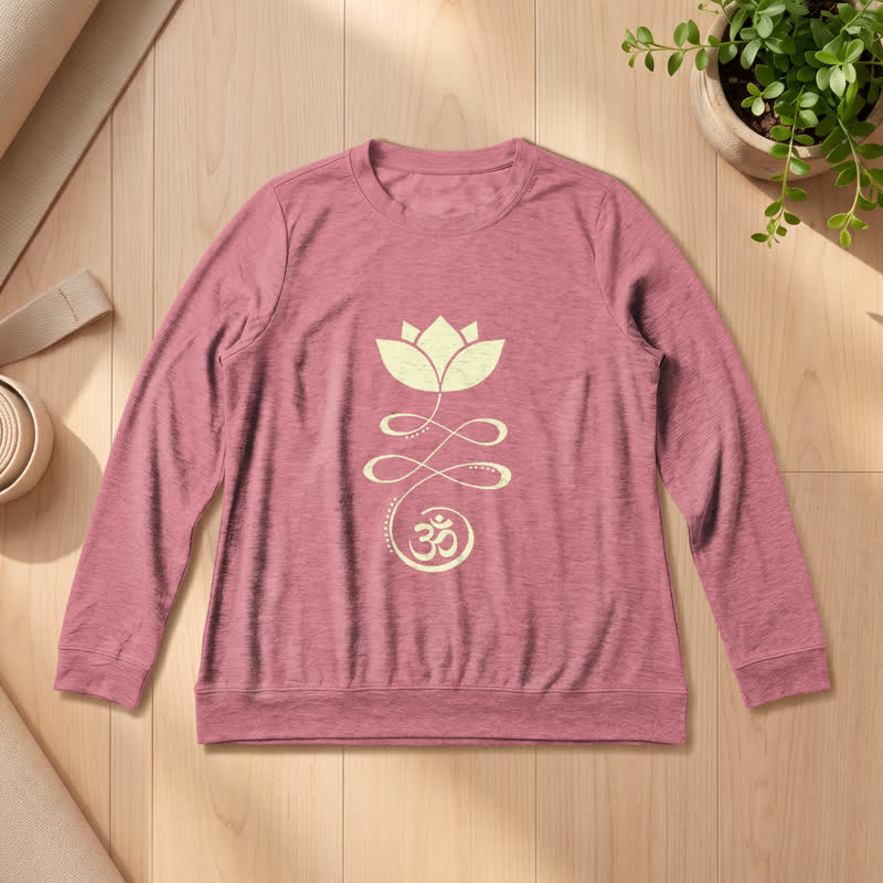 Olivenorma Soft Blend Lotus Unalome Om Symbol Print Women's Long Sleeve Shirt - Rose Gold - 2XL - image 9