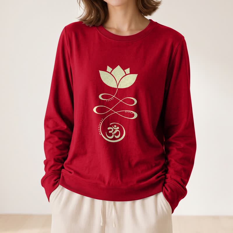Olivenorma Soft Blend Lotus Unalome Om Symbol Print Women's Long Sleeve Shirt - image 32