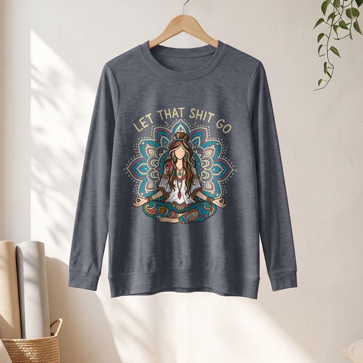 Olivenorma Soft Blend Boho Mandala Release Burdens Print Women's Long Sleeve Shirt - image 13
