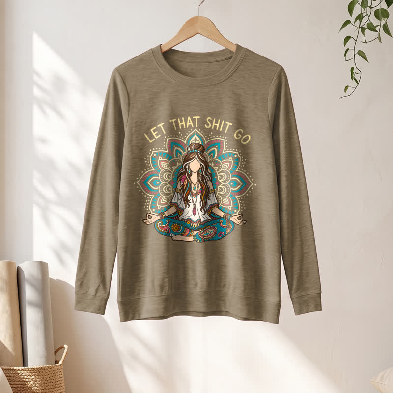 Olivenorma Soft Blend Boho Mandala Release Burdens Print Women's Long Sleeve Shirt - image 25