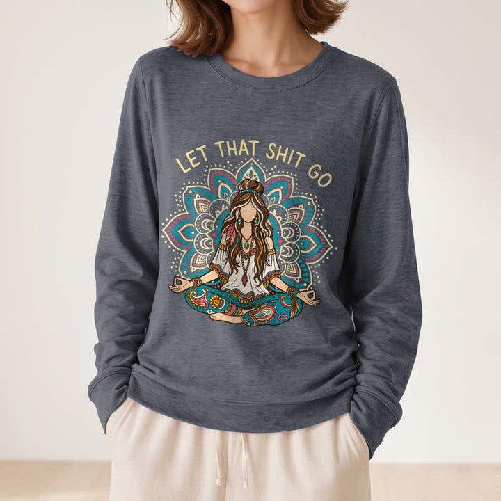 Olivenorma Soft Blend Boho Mandala Release Burdens Print Women's Long Sleeve Shirt - image 14