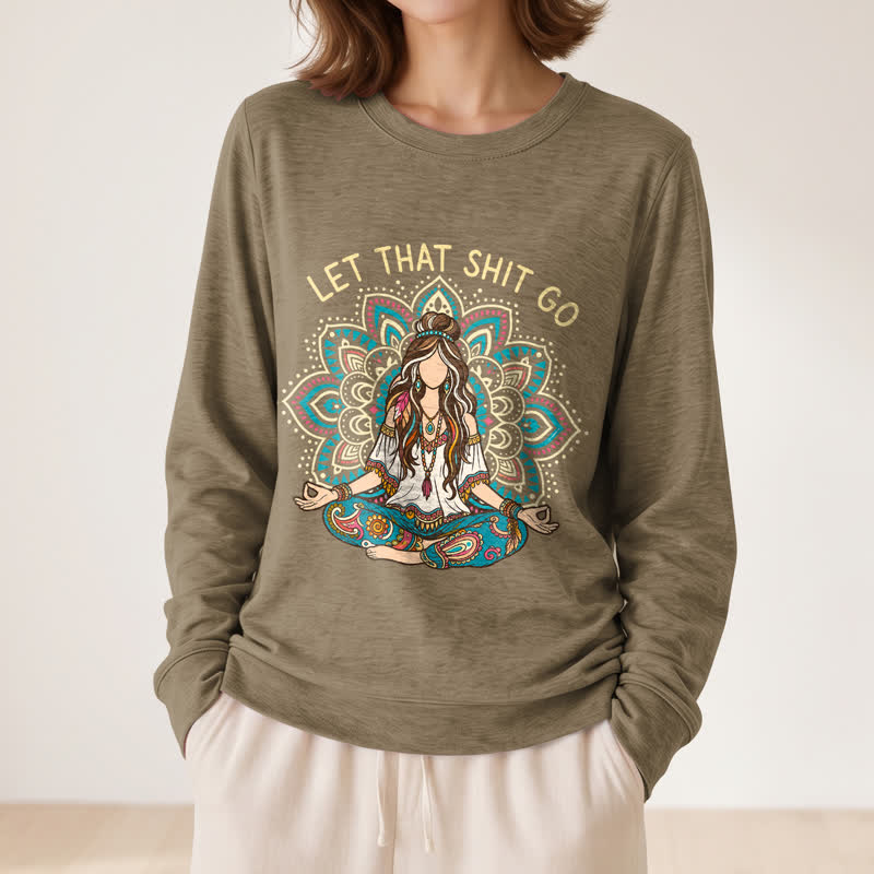 Olivenorma Soft Blend Boho Mandala Release Burdens Print Women's Long Sleeve Shirt - image 26