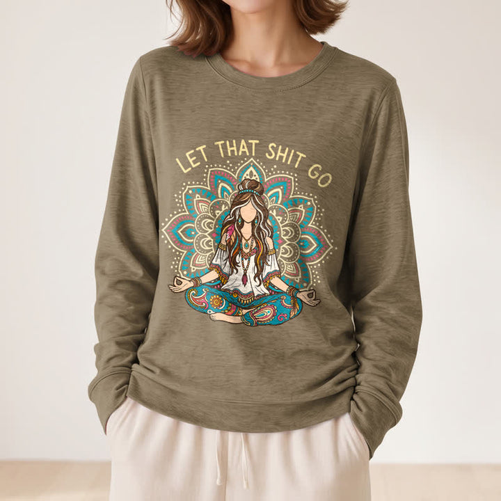 Olivenorma Soft Blend Boho Mandala Release Burdens Print Women's Long Sleeve Shirt - image 26