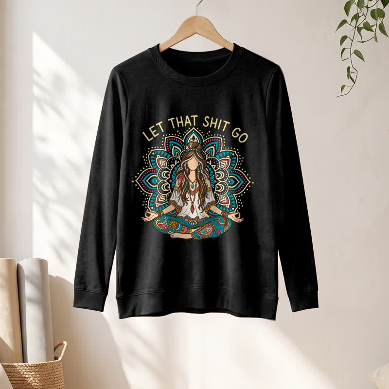 Olivenorma Soft Blend Boho Mandala Release Burdens Print Women's Long Sleeve Shirt - image 1