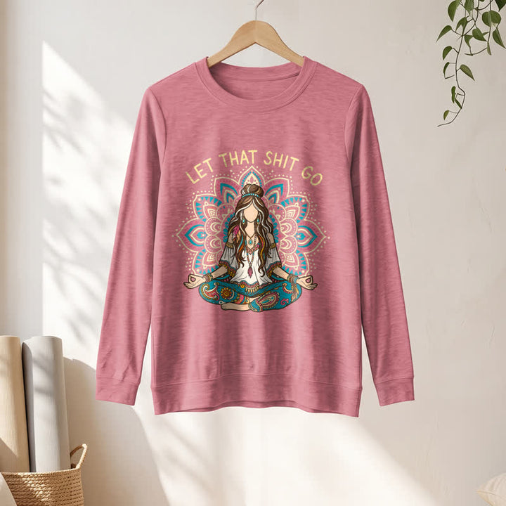 Olivenorma Soft Blend Boho Mandala Release Burdens Print Women's Long Sleeve Shirt - image 7