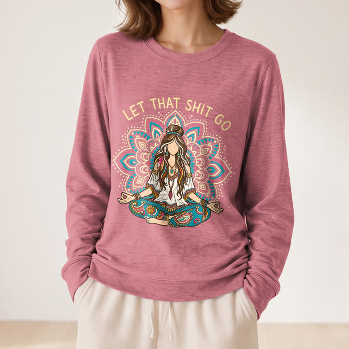 Olivenorma Soft Blend Boho Mandala Release Burdens Print Women's Long Sleeve Shirt - image 8