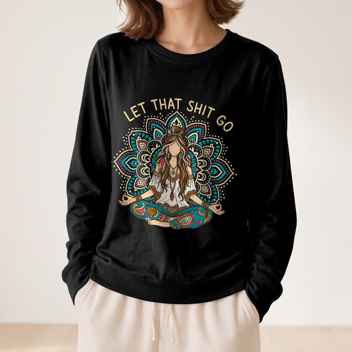 Olivenorma Soft Blend Boho Mandala Release Burdens Print Women's Long Sleeve Shirt - image 2
