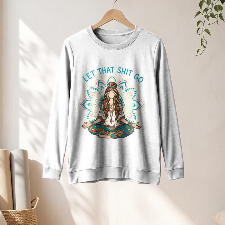 Olivenorma Soft Blend Boho Mandala Release Burdens Print Women's Long Sleeve Shirt - image 4