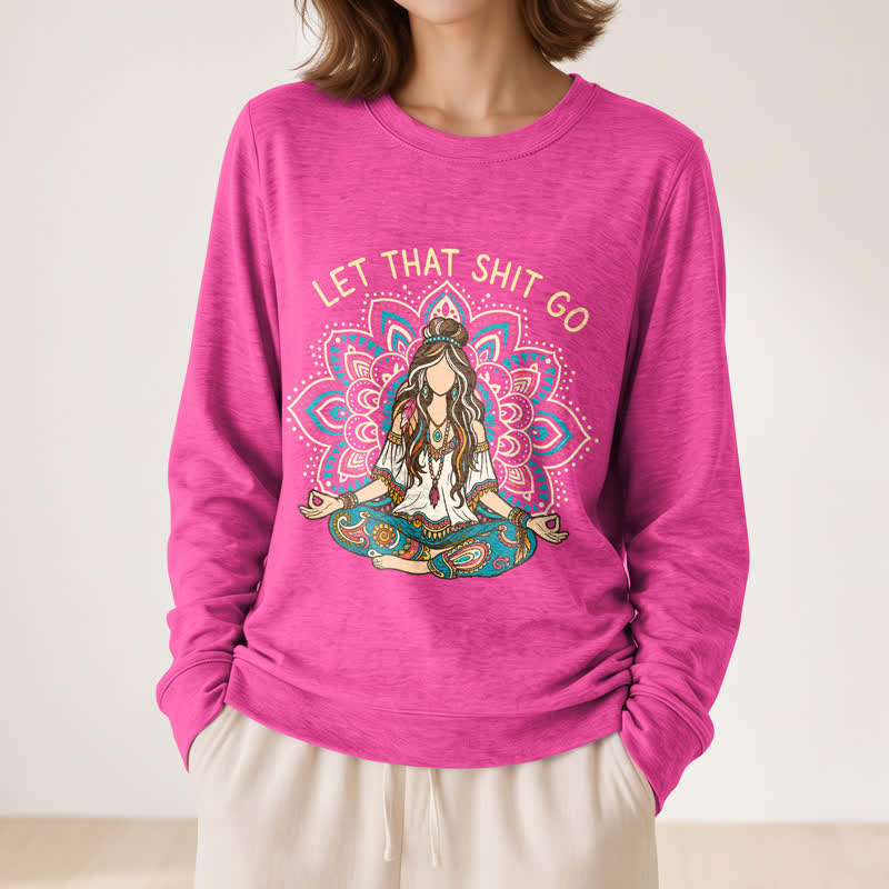 Olivenorma Soft Blend Boho Mandala Release Burdens Print Women's Long Sleeve Shirt - image 20