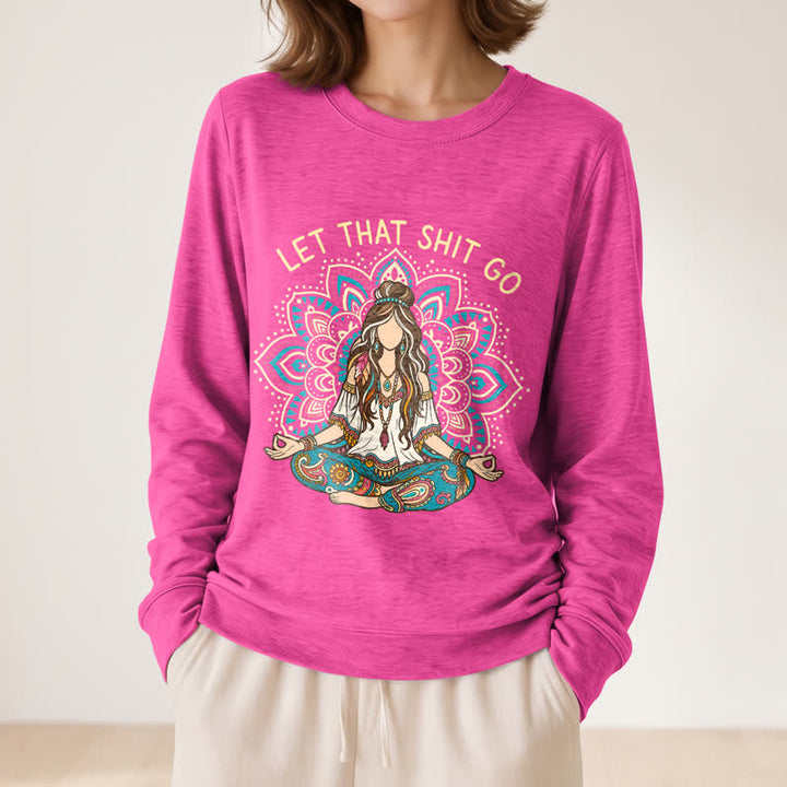 Olivenorma Soft Blend Boho Mandala Release Burdens Print Women's Long Sleeve Shirt - image 20