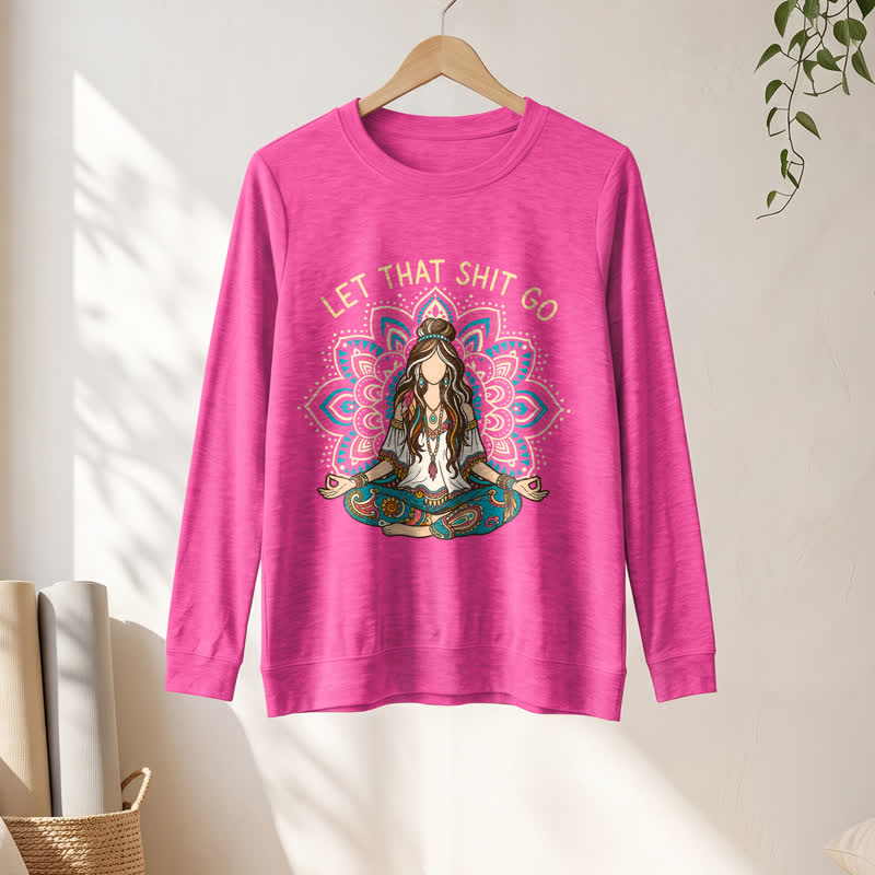 Olivenorma Soft Blend Boho Mandala Release Burdens Print Women's Long Sleeve Shirt - image 19