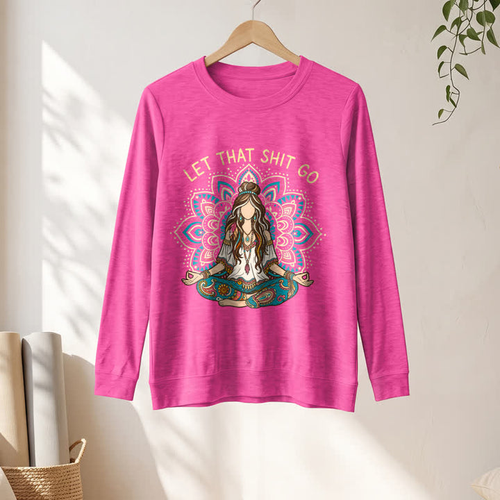 Olivenorma Soft Blend Boho Mandala Release Burdens Print Women's Long Sleeve Shirt - image 19