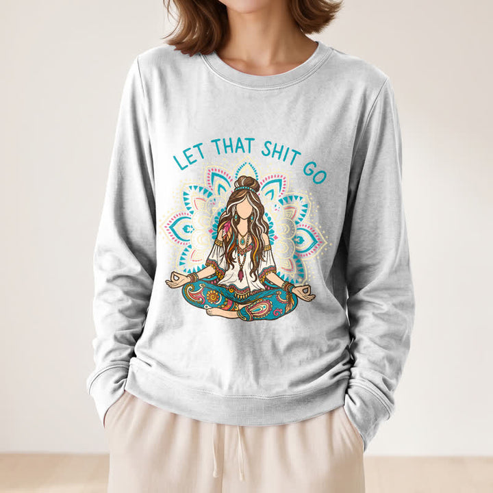 Olivenorma Soft Blend Boho Mandala Release Burdens Print Women's Long Sleeve Shirt - image 5