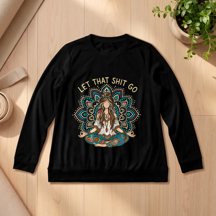 Olivenorma Soft Blend Boho Mandala Release Burdens Print Women's Long Sleeve Shirt - Black - 2XL - image 0