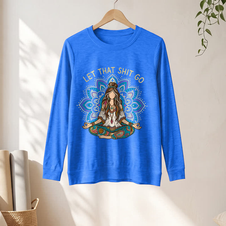 Olivenorma Soft Blend Boho Mandala Release Burdens Print Women's Long Sleeve Shirt - image 16