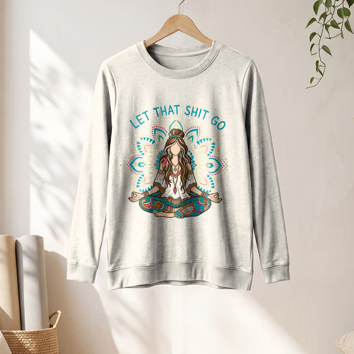 Olivenorma Soft Blend Boho Mandala Release Burdens Print Women's Long Sleeve Shirt - image 10