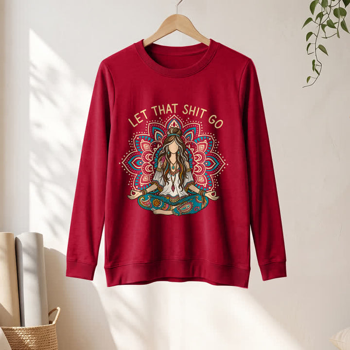 Olivenorma Soft Blend Boho Mandala Release Burdens Print Women's Long Sleeve Shirt - image 31
